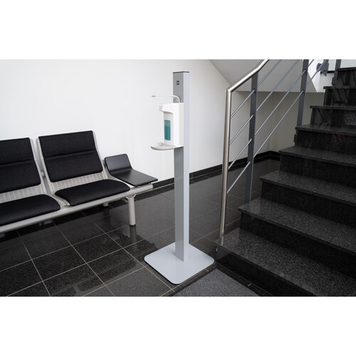 Desinfektionsmittelspender auf Säule inklusive Leerflasche mittelgrau Helit H6817087 Produktbild Additional View 5 L