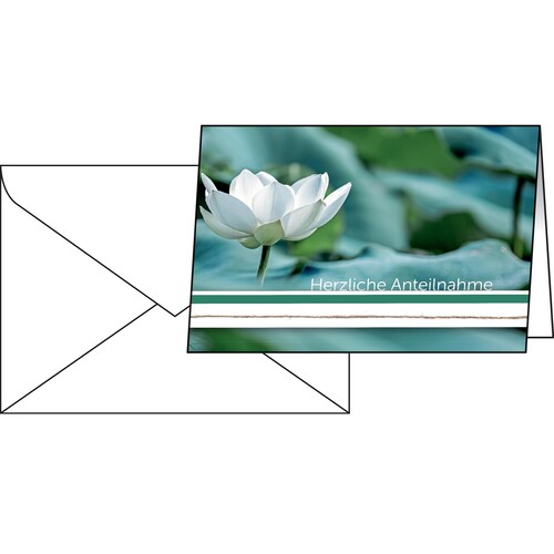 Trauer-Karte 115x170mm 220g Water Lily inkl. Umschläge Sigel DS103 (PACK= JE 10 STÜCK) Produktbild Front View L