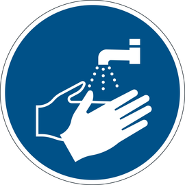 Gebotsaufkleber Hände waschen M013 nach ISO 7010 blau/weiß Durable Ø 43cm 1036-06 Produktbild