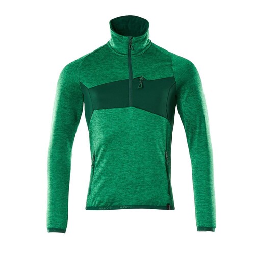 Fleecepullover mit kurzem Reißverschluss Microfleecejacke / Gr. L, Grasgrün/Grün Produktbild