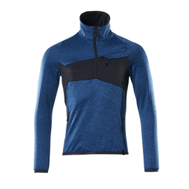 Fleecepullover mit kurzem  Reißverschluss Microfleecejacke / Gr.  L, Azurblau/Schwarzblau Produktbild