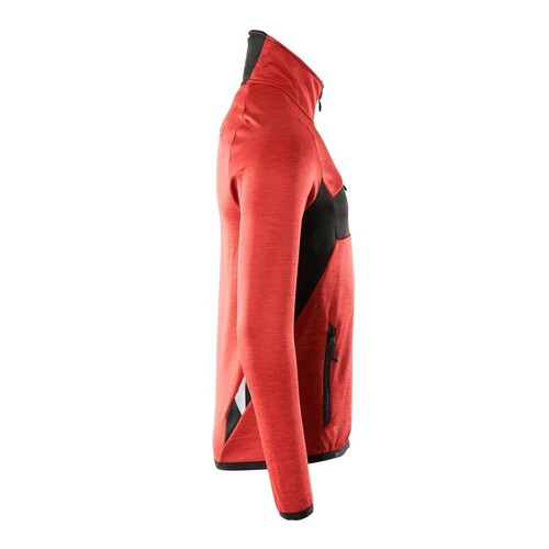 Fleecepullover mit kurzem  Reißverschluss Microfleecejacke / Gr.  L, Verkehrsrot/Schwarz Produktbild Additional View 3 L