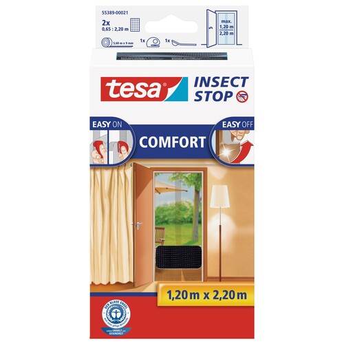Fliegengitter Comfort für Türen 1,2m x 2,2m anthrazit Tesa 55389-00021 Produktbild Additional View 3 L