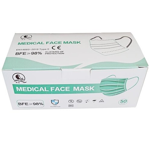 Mund- und Nasenmaske / OP-Maske / NEU 3-lagig zertifiziert EN14683:2019 Typ II Produktbild Additional View 3 L