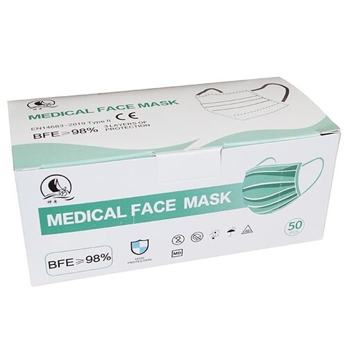 Mund- und Nasenmaske / OP-Maske / NEU 3-lagig zertifiziert EN14683:2019 Typ II Produktbild Additional View 2 L