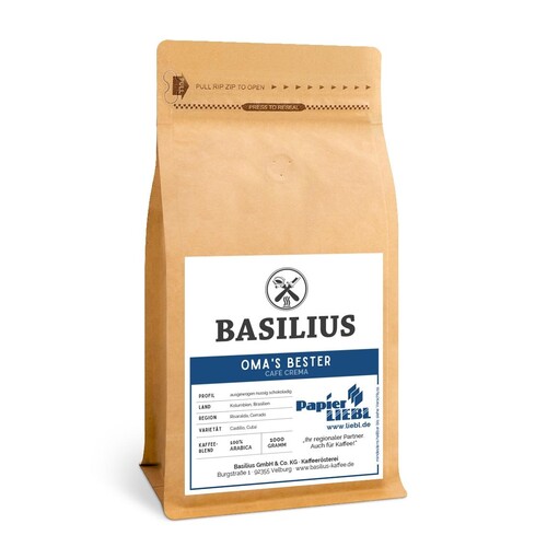 Kaffee ganze Bohnen 1.000g Omas Bester Basilius Kaffe Crema (PACK=1000 GRAMM) Produktbild Front View L