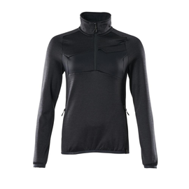 Fleecepullover mit kurzem Zipper, Damen  Microfleecejacke / Gr. XS, Schwarzblau Produktbild