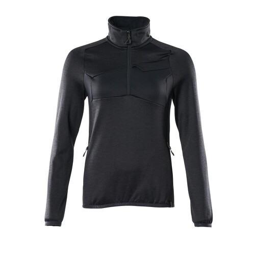 Fleecepullover mit kurzem Zipper, Damen  Microfleecejacke / Gr. XS, Schwarzblau Produktbild