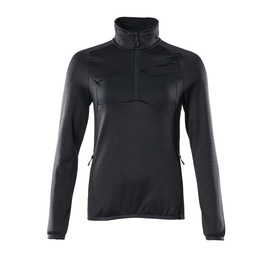 Fleecepullover mit kurzem Zipper, Damen  Microfleecejacke / Gr. M, Schwarzblau Produktbild