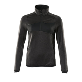 Fleecepullover mit kurzem Zipper, Damen  Microfleecejacke / Gr. XS,  Dunkelanthrazit/Schwarz Produktbild