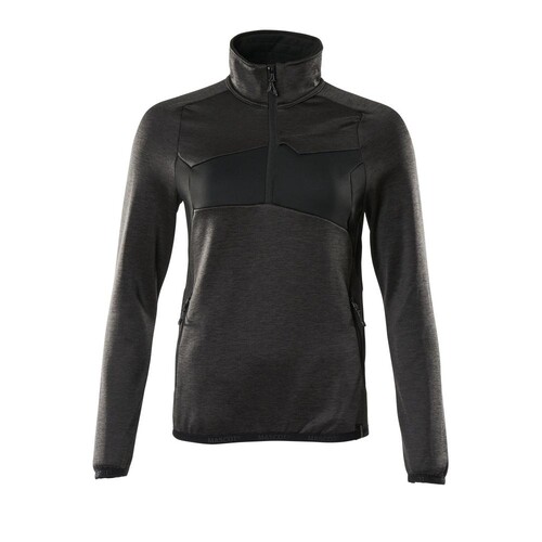 Fleecepullover mit kurzem Zipper, Damen  Microfleecejacke / Gr. XS,  Dunkelanthrazit/Schwarz Produktbild