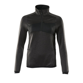 Fleecepullover mit kurzem Zipper, Damen  Microfleecejacke / Gr. M,  Dunkelanthrazit/Schwarz Produktbild