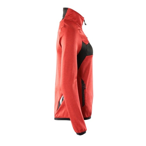 Fleecepullover mit kurzem Zipper, Damen  Microfleecejacke / Gr. XS,  Verkehrsrot/Schwarz Produktbild Additional View 3 L