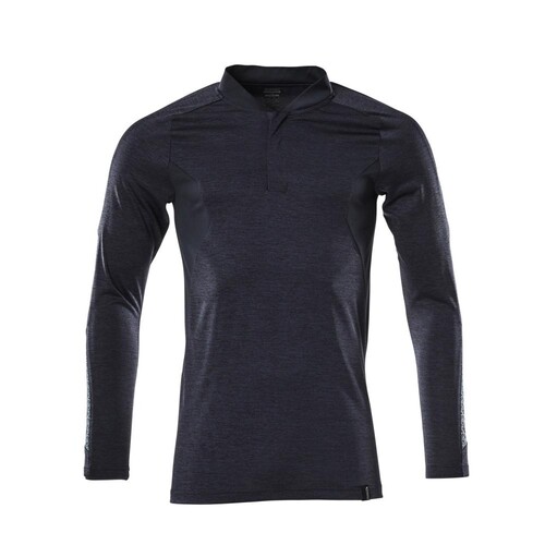 Polo-Shirt mit COOLMAX® PRO, Langarm /  Gr. L  ONE, Schwarzblau meliert Produktbild