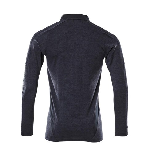 Polo-Shirt mit COOLMAX® PRO, Langarm /  Gr. L  ONE, Schwarzblau meliert Produktbild Additional View 2 L