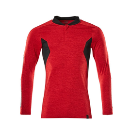 Polo-Shirt mit COOLMAX® PRO, Langarm /  Gr. XS ONE, Verkehrsrot meliert/Schwarz Produktbild