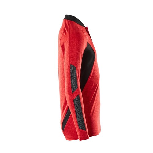 Polo-Shirt mit COOLMAX® PRO, Langarm /  Gr. XS ONE, Verkehrsrot meliert/Schwarz Produktbild Additional View 3 L