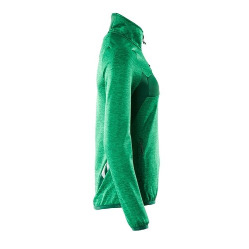 Fleecepullover mit kurzem Zipper, Damen  Microfleecejacke / Gr. L, Grasgrün/Grün Produktbild Additional View 3 L