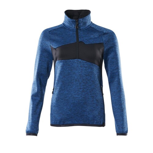 Fleecepullover mit kurzem Zipper, Damen  Microfleecejacke / Gr. 5XL,  Azurblau/Schwarzblau Produktbild