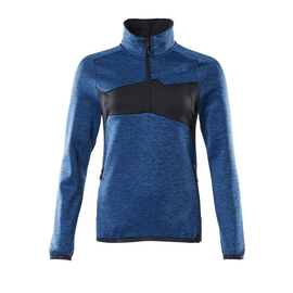 Fleecepullover mit kurzem Zipper, Damen  Microfleecejacke / Gr. XS,  Azurblau/Schwarzblau Produktbild