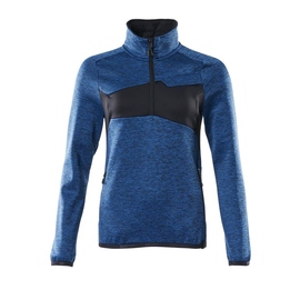 Fleecepullover mit kurzem Zipper, Damen  Microfleecejacke / Gr. M,  Azurblau/Schwarzblau Produktbild