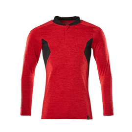 Polo-Shirt mit COOLMAX® PRO, Langarm /  Gr. 3XLONE, Verkehrsrot meliert/Schwarz Produktbild