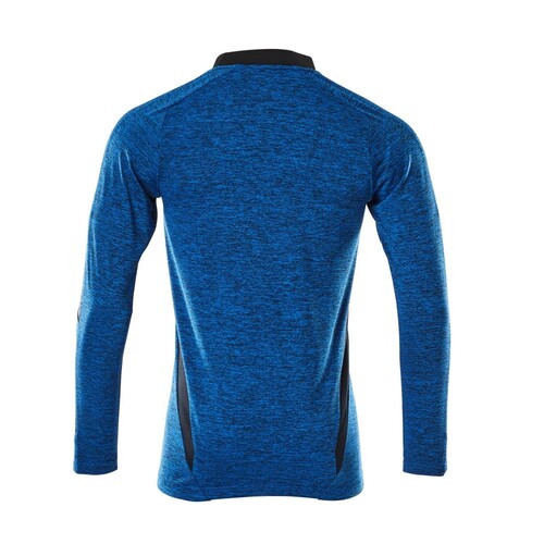 Polo-Shirt mit COOLMAX® PRO, Langarm /  Gr. L  ONE, Azurblau  meliert/Schwarzblau Produktbild Additional View 2 L