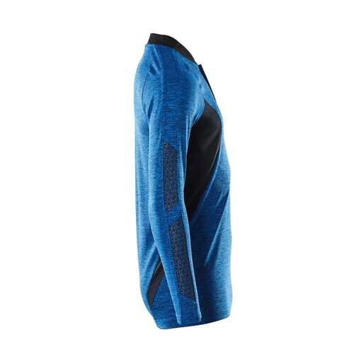 Polo-Shirt mit COOLMAX® PRO, Langarm /  Gr. L  ONE, Azurblau  meliert/Schwarzblau Produktbild Additional View 3 L