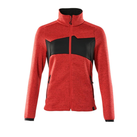 Strickpullover mit Reißverschluss,  Damen Strickjacke / Gr. M,  Verkehrsrot/Schwarz Produktbild