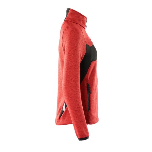Strickpullover mit Reißverschluss,  Damen Strickjacke / Gr. XS,  Verkehrsrot/Schwarz Produktbild Additional View 3 L