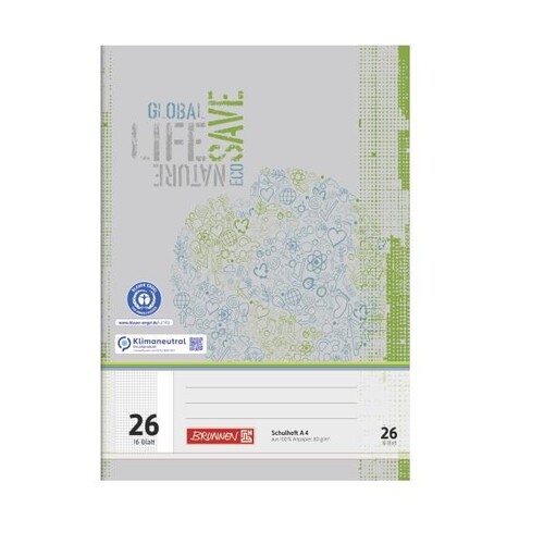 Heft A4 Lineatur 26 kariert 16 Blatt 80g Brunnen Recycling 10-4412601 Produktbild