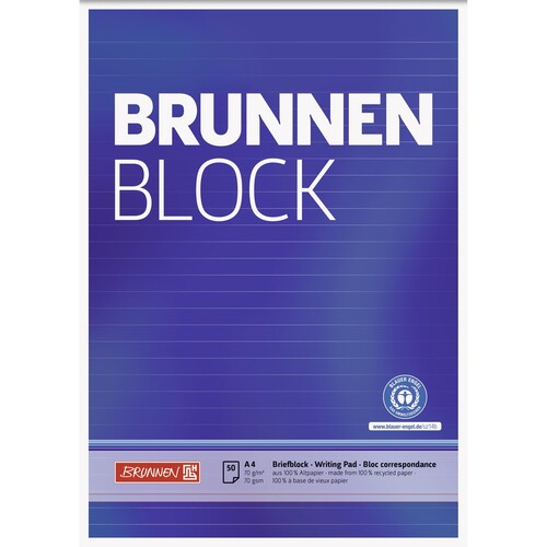 Briefblock A4 liniert 50Blatt 70g Recycling Brunnen 10-5261701 Produktbild