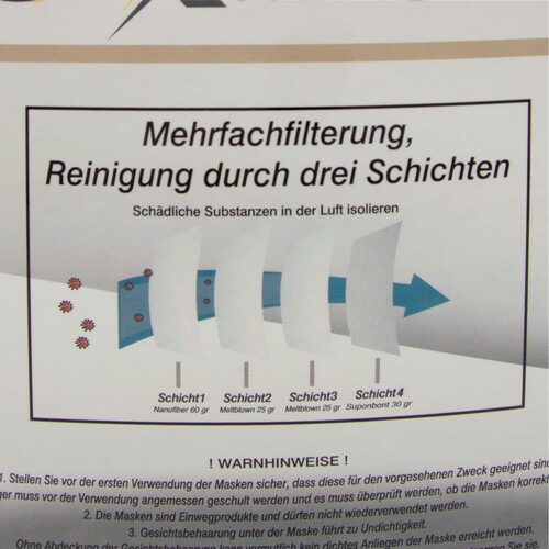 Mund- u. Nasenmaske FFP2 /S-X MASKE weiß CE2841 / EN149:2001+A1:2009 Produktbild Additional View 3 L