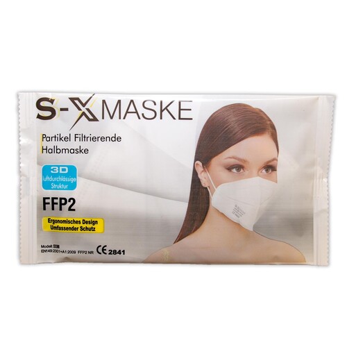 Mund- u. Nasenmaske FFP2 /S-X MASKE weiß CE2841 / EN149:2001+A1:2009 Produktbild Additional View 2 L