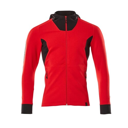 Sweatshirt mit Kapuze, moderne Passform  Sweatshirt mit Reißverschluss / Gr.  2XLONE, Verkehrsrot/Schwarz Produktbild