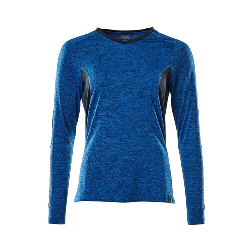 T-Shirt, Damen, mit COOLMAX®, Langarm /  Gr. 2XLONE, Azurblau  meliert/Schwarzblau Produktbild