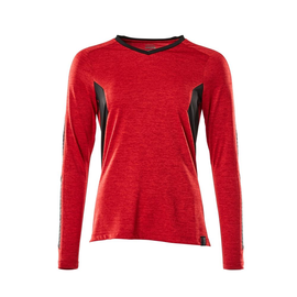 T-Shirt, Damen, mit COOLMAX®, Langarm /  Gr. M  ONE, Verkehrsrot meliert/Schwarz Produktbild
