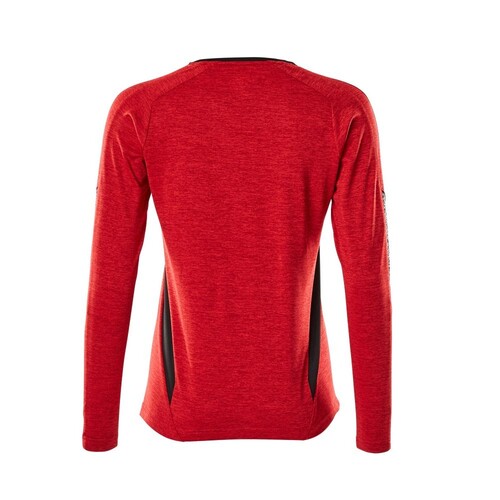 T-Shirt, Damen, mit COOLMAX®, Langarm /  Gr. M  ONE, Verkehrsrot meliert/Schwarz Produktbild Additional View 2 L