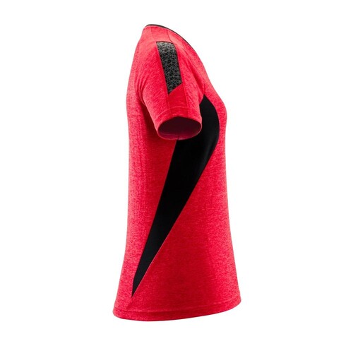 T-Shirt, Damen, mit COOLMAX® PRO / Gr.  3XLONE, Verkehrsrot meliert/Schwarz Produktbild Additional View 3 L