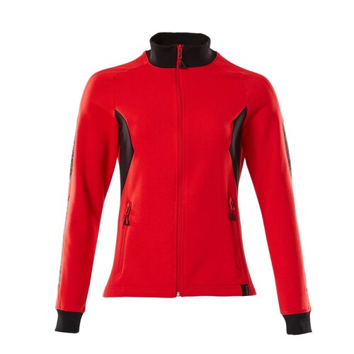 Sweatshirt mit Zipper, Damen Sweatshirt  mit Reißverschluss / Gr. M  ONE,  Verkehrsrot/Schwarz Produktbild