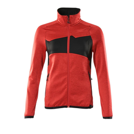 Fleecepullover mit Reißverschluss,  Damen Microfleecejacke / Gr. M,  Verkehrsrot/Schwarz Produktbild