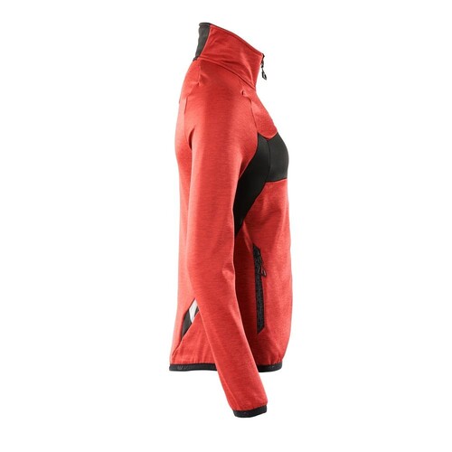 Fleecepullover mit Reißverschluss,  Damen Microfleecejacke / Gr. M,  Verkehrsrot/Schwarz Produktbild Additional View 3 L