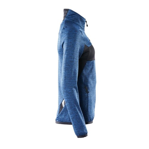 Fleecepullover mit Reißverschluss,  Damen Microfleecejacke / Gr. M,  Azurblau/Schwarzblau Produktbild Additional View 3 L