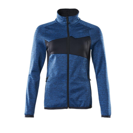 Fleecepullover mit Reißverschluss,  Damen Microfleecejacke / Gr. S,  Azurblau/Schwarzblau Produktbild