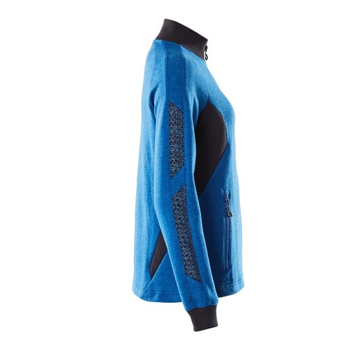 Sweatshirt mit Zipper, Damen Sweatshirt  mit Reißverschluss / Gr. 5XLONE,  Azurblau/Schwarzblau Produktbild Additional View 3 L