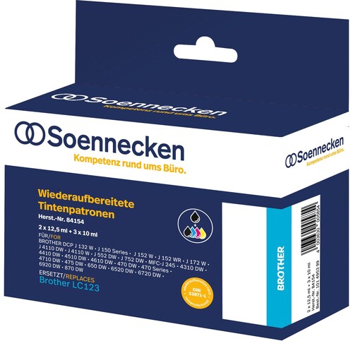 Soennecken Tintenpatrone 84154 wie Brother LC123 5 St./Pack. (PACK=5 STÜCK) Produktbild Front View L