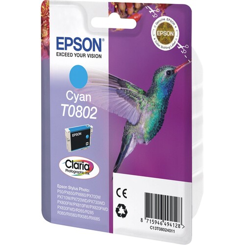 Epson Tintenpatrone C13T08024011 T0802 900Seiten 7,4ml cyan Produktbild Front View L