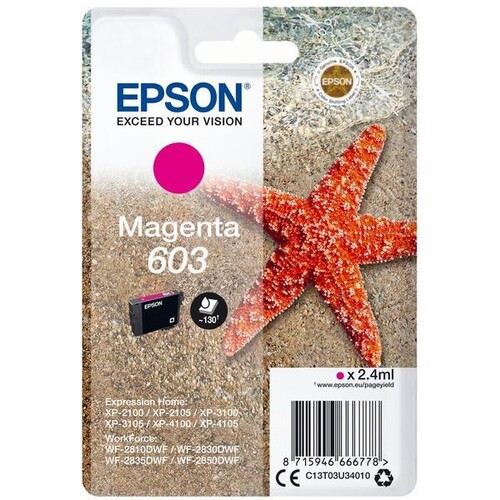 Tintenpatrone 603 für Epson Expression Home XP-2100/3100/4100 2,4ml magenta Epson C13T03U34010 Produktbild Front View L