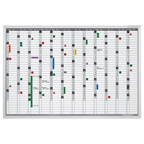 Jahresplaner 92x62,5cm weiß magnetisch Magnetoplan 1241012S Produktbild Additional View 1 L
