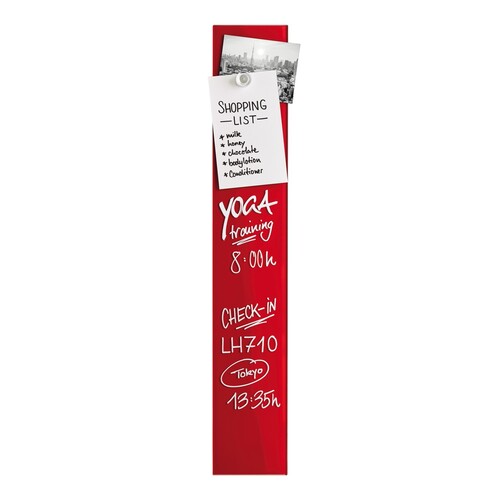 Glas-Magnetboard Design 10x60cm intensiv-rot Magnetoplan 13400006 Produktbild Front View L
